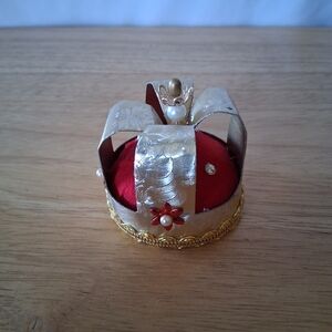 Elegant Gold and Red Crown Christmas Ornament